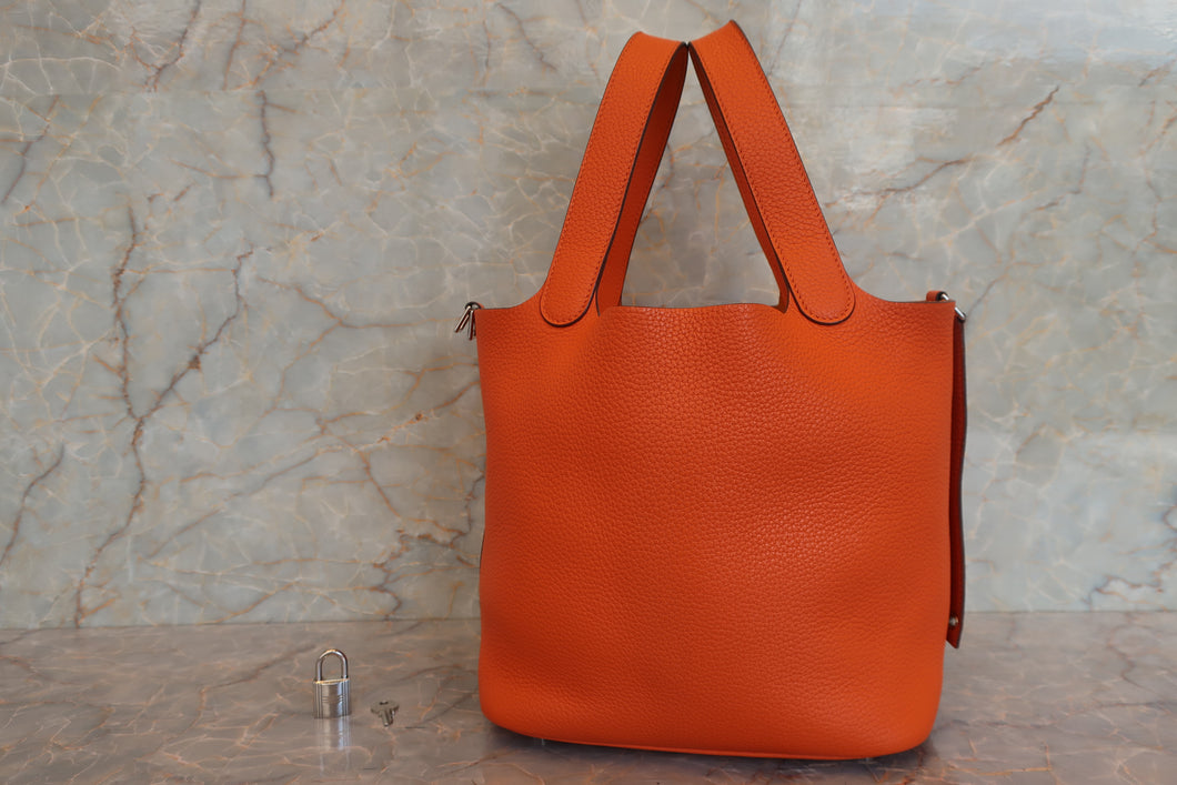 HERMES／エルメス ピコタンロックＭＭ トリヨンクレマンス オレンジ □N刻印 ハンドバッグ 700100185