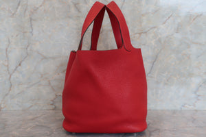 HERMES／エルメス ピコタンロックＭＭ トリヨンクレマンス ルージュカザック X刻印 ハンドバッグ 700040065