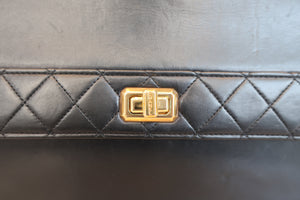 CHANEL/シャネル 2.55台形チェーンショルダーバッグ ラムスキン ブラック/ゴールド金具 ショルダーバッグ 700080155