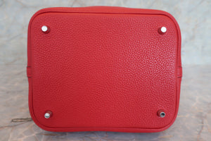 HERMES／エルメス ピコタンロックＭＭ トリヨンクレマンス ルージュカザック X刻印 ハンドバッグ 700040065