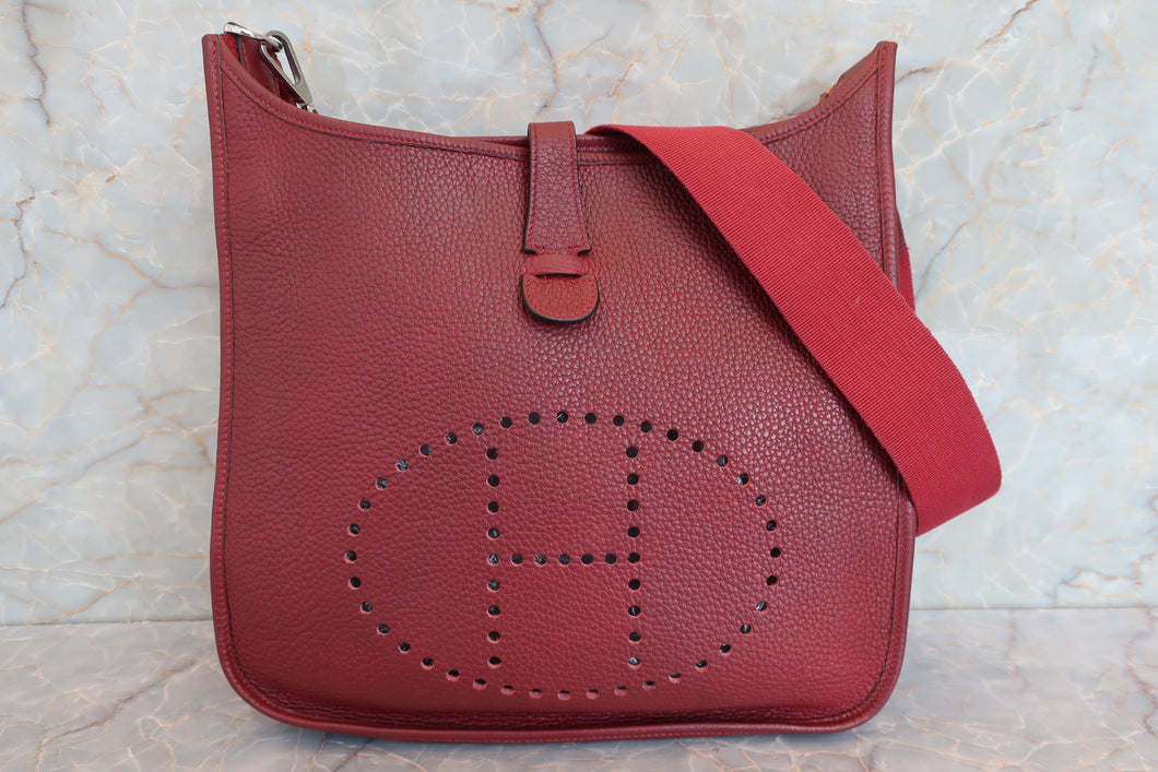 HERMES  EVELYNE 2GM Clemence leather Rouge H Shoulder bag 700040123