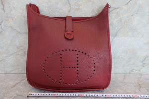 HERMES  EVELYNE 2GM Clemence leather Rouge H Shoulder bag 700040123
