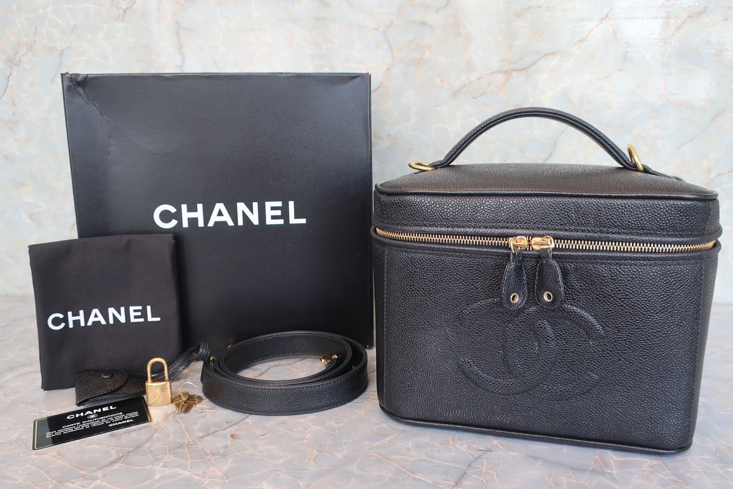 CHANEL/シャネル ココマークバニティ キャビアスキン ブラック/ゴールド金具 バニティ 700090220
