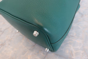 HERMES PICOTIN LOCK PM Clemence leather Malachite X刻印 Hand bag 600070072