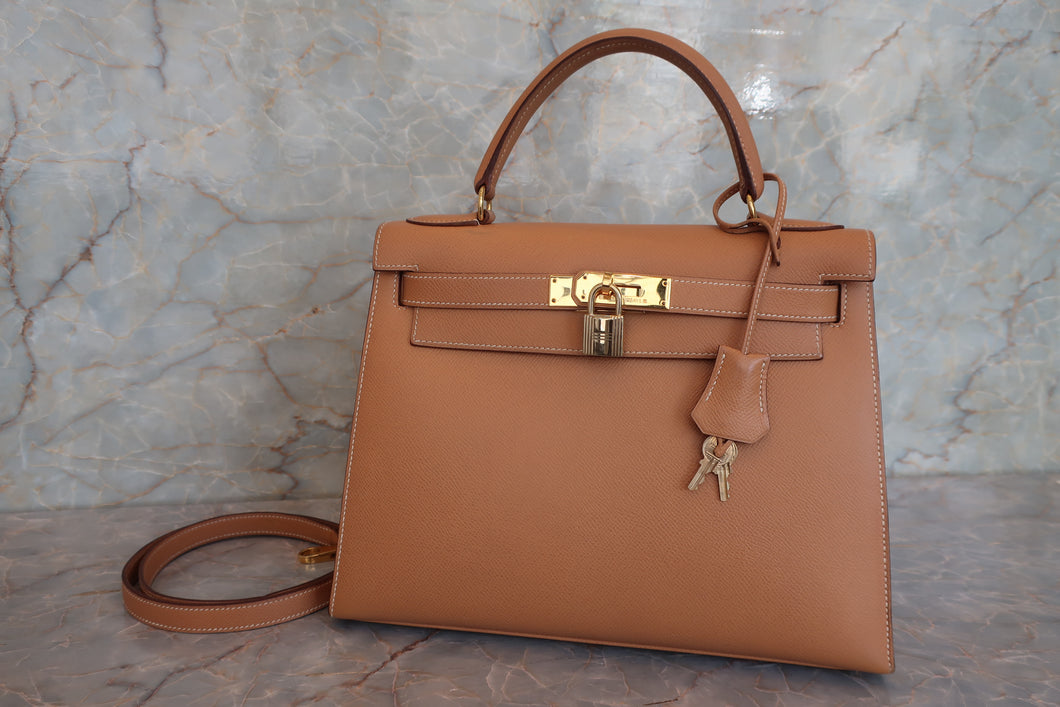 HERMES／エルメス ケリー28 クシュベル ナチュラル 〇X刻印 ショルダーバッグ 700070080