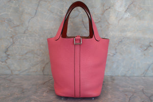 HERMES PICOTIN LOCK ECLAT PM Clemence leather/Swift leather Rose azalee/Terre battue Y刻印 Hand bag 600060025