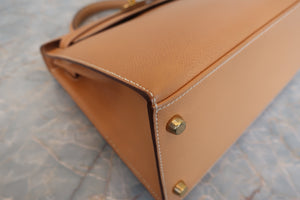 HERMES／エルメス ケリー28 クシュベル ナチュラル 〇X刻印 ショルダーバッグ 700070080