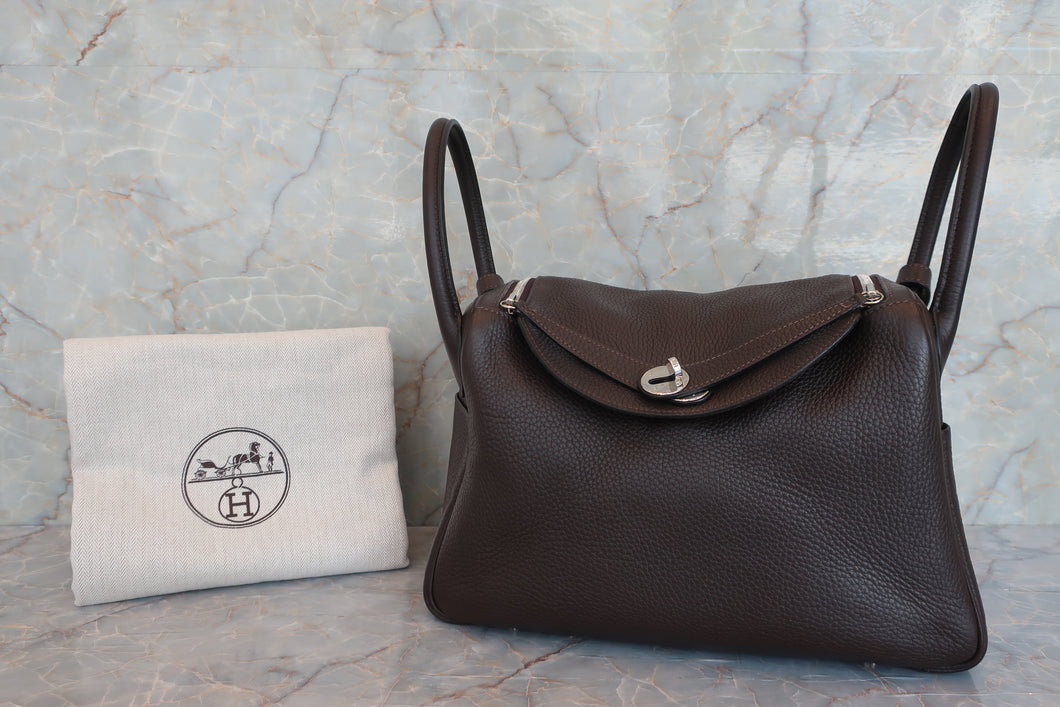 HERMES LINDY 30 Clemence leather Chocolat □J刻印 Shoulder bag 600080222