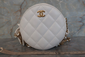 CHANEL/香奈儿 CF 圆形 链条包 羊皮 White/Gold hadware(白色/金色金属) 肩背包  600100148