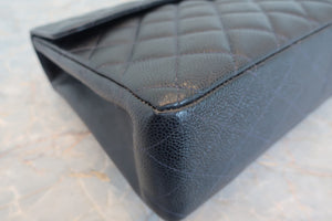 CHANEL/シャネル 中マトラッセシングルフラップチェーンショルダーバッグ キャビアスキン ネイビー/シルバー金具 ショルダーバッグ 700080164