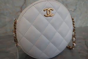 CHANEL/香奈儿 CF 圆形 链条包 羊皮 White/Gold hadware(白色/金色金属) 肩背包  600100148