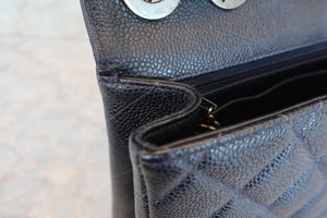 CHANEL/シャネル 中マトラッセシングルフラップチェーンショルダーバッグ キャビアスキン ネイビー/シルバー金具 ショルダーバッグ 700080164