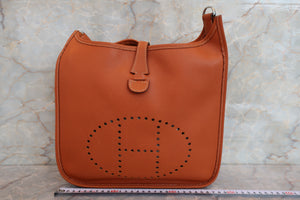 HERMES EVELYNE 2PM Graine Couchevel leather Cognac □H Engraving Shoulder bag 700030200