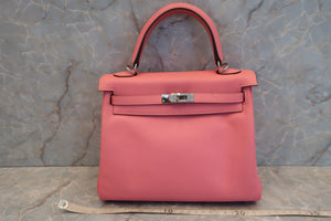 HERMES KELLY 25 Swift leather Rose azalee A Engraving Shoulder bag 700010030