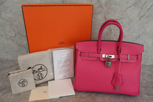 Load image into Gallery viewer, HERMES BIRKIN 25 Epsom leather Rose tyrien □Q Engraving Hand bag 600080192
