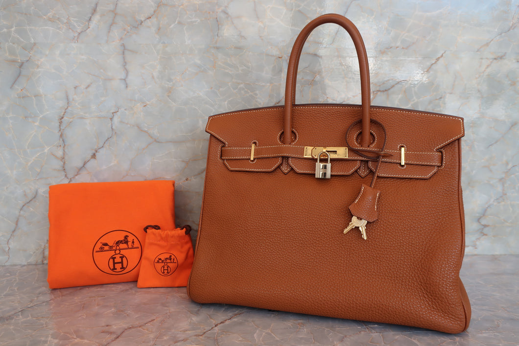 HERMES／エルメス バーキン35 トゴ ゴールド □H刻印 ハンドバッグ 700070131