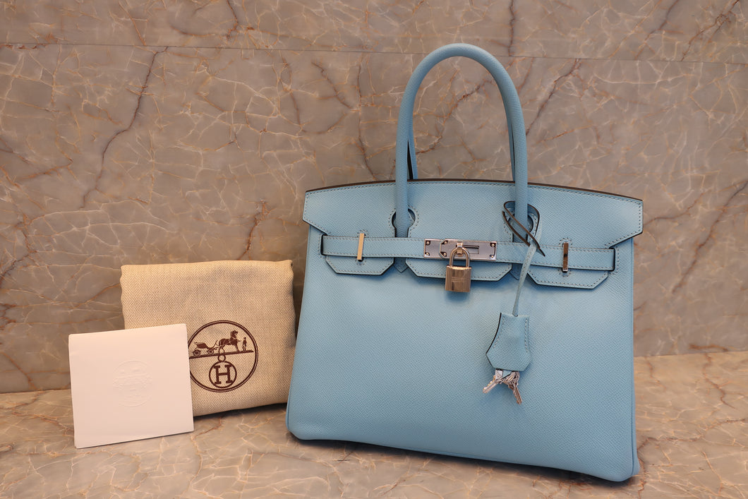 HERMES BIRKIN 30 Epsom leather Blue du nord Y Engraving Hand bag 600120282