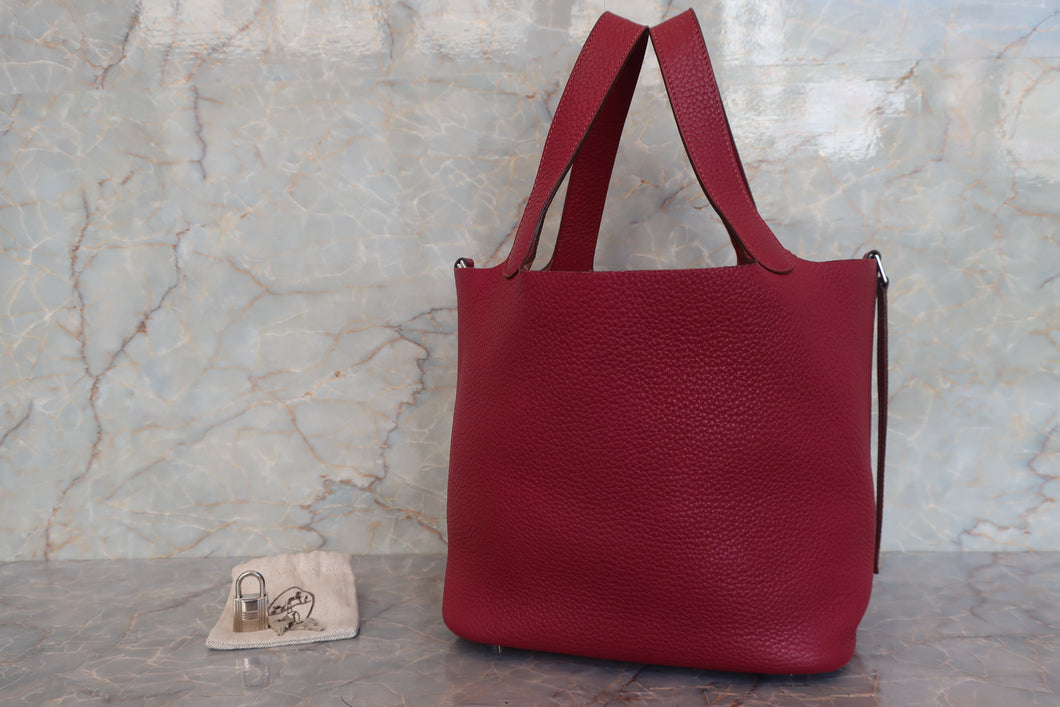 HERMES／エルメス ピコタンロックＭＭ トリヨンクレマンス ルビー □O刻印 ハンドバッグ 700100191