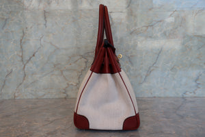 HERMES／エルメス バーキン30 トワルアッシュ/レザー ベージュ/ルージュアッシュ □F刻印 ハンドバッグ 700090211