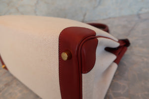 HERMES／エルメス バーキン30 トワルアッシュ/レザー ベージュ/ルージュアッシュ □F刻印 ハンドバッグ 700090211