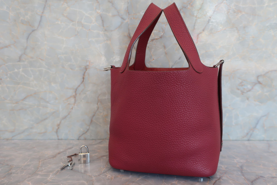 HERMES PICOTIN LOCK PM Clemence leather Ruby □R刻印 Hand bag 600050225