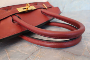 HERMES／エルメス バーキン30 トワルアッシュ/レザー ベージュ/ルージュアッシュ □F刻印 ハンドバッグ 700090211