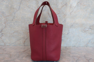 HERMES PICOTIN LOCK PM Clemence leather Ruby □R Engraving Hand bag 600050225