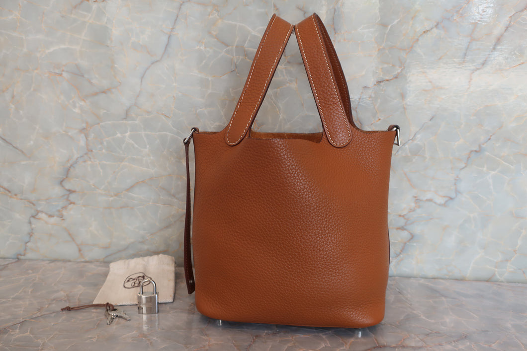 HERMES PICOTIN LOCK PM Clemence leather Gold □R刻印 Hand bag 600080201