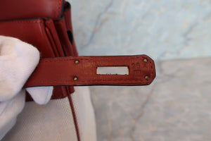 HERMES／エルメス バーキン30 トワルアッシュ/レザー ベージュ/ルージュアッシュ □F刻印 ハンドバッグ 700090211