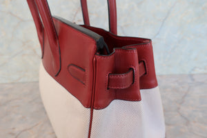 HERMES／エルメス バーキン30 トワルアッシュ/レザー ベージュ/ルージュアッシュ □F刻印 ハンドバッグ 700090211