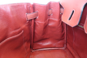 HERMES／エルメス バーキン30 トワルアッシュ/レザー ベージュ/ルージュアッシュ □F刻印 ハンドバッグ 700090211