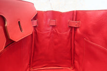 Load image into Gallery viewer, HERMES BIRKIN 35 Toile H/Graine Couchevel leather Beige/Rouge vif 〇Y Engraving Hand bag 800020061
