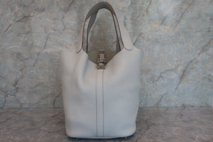 HERMES PICOTIN LOCK GM Clemence leather Pearl gray TT刻印 Hand bag 600060019