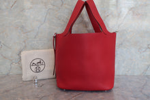 将图片加载到图库查看器，HERMES PICOTIN LOCK MM Clemence leather Rouge casaque □R刻印 Hand bag 600080205
