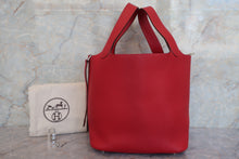 将图片加载到图库查看器，HERMES PICOTIN LOCK MM Clemence leather Rouge casaque □R刻印 Hand bag 600080205
