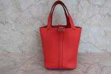 Load image into Gallery viewer, HERMES PICOTIN LOCK PM Clemence leather Rouge tomate X Engraving Hand bag 800050155
