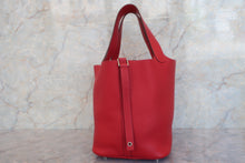 将图片加载到图库查看器，HERMES PICOTIN LOCK MM Clemence leather Rouge casaque □R刻印 Hand bag 600080205
