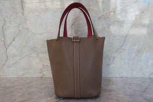 HERMES／エルメス ピコタンＰＭバイカラー シェーブル エトゥープ/ローズショッキング □K刻印 ハンドバッグ 700050220
