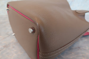 HERMES／エルメス ピコタンＰＭバイカラー シェーブル エトゥープ/ローズショッキング □K刻印 ハンドバッグ 700050220