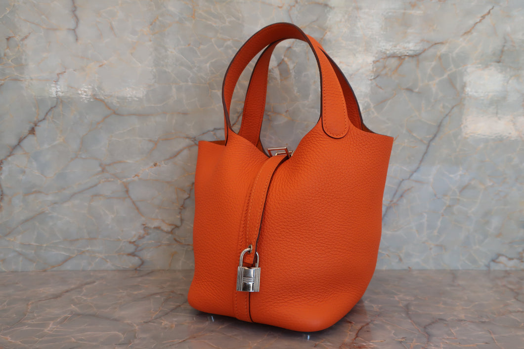 HERMES／エルメス ピコタンロックＰＭ トリヨンクレマンス オレンジ □O刻印 ハンドバッグ 700060022