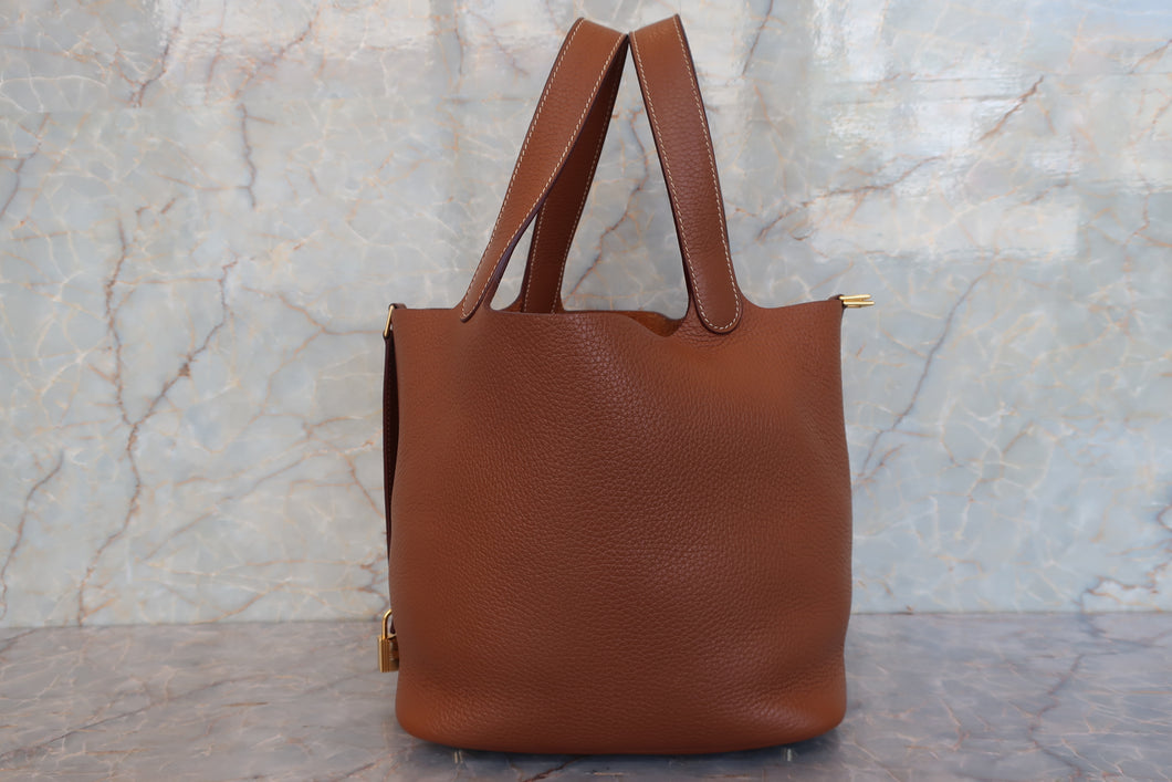 HERMES／エルメス ピコタンロックＭＭ トリヨンクレマンス ゴールド C刻印 ハンドバッグ 700050257