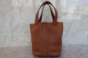 HERMES／エルメス ピコタンロックＭＭ トリヨンクレマンス ゴールド C刻印 ハンドバッグ 700050257