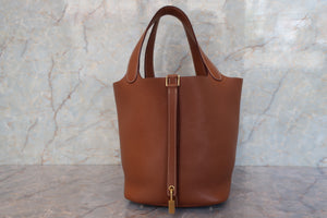 HERMES／エルメス ピコタンロックＭＭ トリヨンクレマンス ゴールド C刻印 ハンドバッグ 700050257