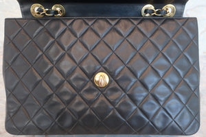 CHANEL/香奈儿 大号CF 单盖 链条包 羊皮 Black/Gold hadware(黑色/金色金属) 肩背包 600070114