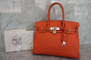 HERMES／エルメス バーキン30 トゴ オレンジ □O刻印 ハンドバッグ 700060073