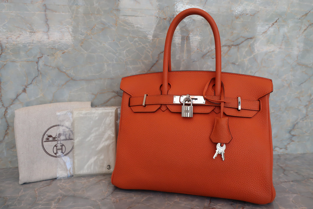 HERMES／エルメス バーキン30 トゴ オレンジ □O刻印 ハンドバッグ 700060073