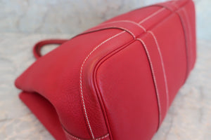 HERMES GARDEN PARTY PM Negonda leather Rouge garance □K Engraving Tote bag 500110030