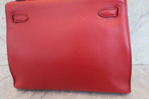 HERMES／エルメス ケリー25 ヴォーエプソン ルージュ □L刻印 ショルダーバッグ 700080125