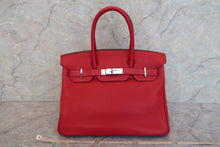 将图片加载到图库查看器，HERMES BIRKIN 30 Clemence leather Rouge casaque □P刻印 Hand bag 700010013
