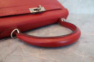 HERMES／エルメス ケリー25 ヴォーエプソン ルージュ □L刻印 ショルダーバッグ 700080125